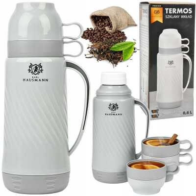 Termoska 0,6 l so sklenenou vložkou a 2 šálkami Obrázok pre Termoska 0,6 l so sklenenou vložkou a 2 šálkami