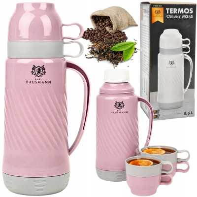 Termoska 0,6 l so sklenenou vložkou a 2 šálkami Obrázok pre Termoska 0,6 l so sklenenou vložkou a 2 šálkami