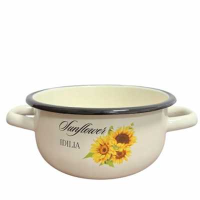 Smaltovaný randlík s dvoma uškami 1,5 l slnečnica Obrázok pre Smaltovaný randlík s dvoma uškami 1,5 l slnečnica