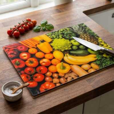 Sklenená krájacia doska 25 x 35 cm – ovocie a zelenina Obrázok pre Sklenená krájacia doska 25 x 35 cm – ovocie a zelenina