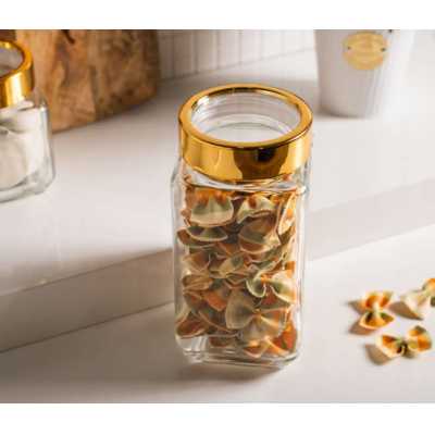 Sklenená dóza 700 ml zlaté veko Obrázok pre Sklenená dóza 700 ml zlaté veko