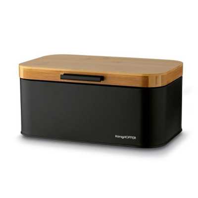 Chlebník kovový s bambusom čierny Capri Obrázok pre Chlebník kovový s bambusom čierny Capri