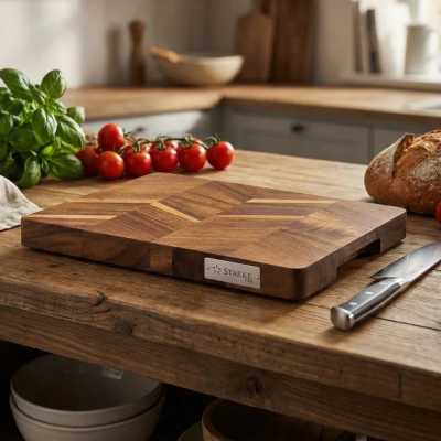 Drevená akáciová doska na krájanie 33 x 25 x 3 cm Obrázok pre Drevená akáciová doska na krájanie 33 x 25 x 3 cm