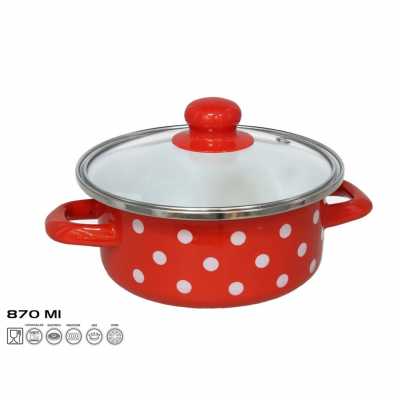 Kastrol smaltovaný s pokrievkou 870ml 16x7 cm JAEN Obrázok pre Kastrol smaltovaný s pokrievkou 870ml 16x7 cm JAEN