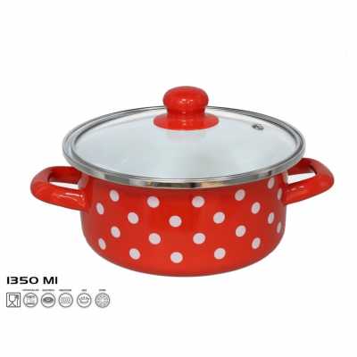 Kastrol smaltovaný s pokrievkou 1,35 L 18x8CM JAEN Obrázok pre Kastrol smaltovaný s pokrievkou 1,35 L 18x8CM JAEN