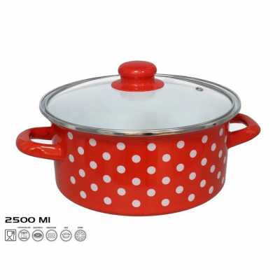 Kastrol smaltovaný s pokrievkou 2,5l 22x10cm JAEN Obrázok pre Kastrol smaltovaný s pokrievkou 2,5l 22x10cm JAEN