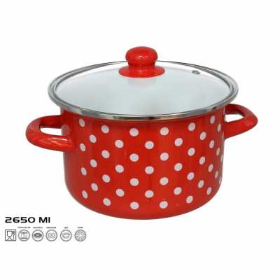 Hrniec smaltovaný s pokrievkou 2,65l 20x12cm MALAGA Obrázok pre Hrniec smaltovaný s pokrievkou 2,65l 20x12cm MALAGA