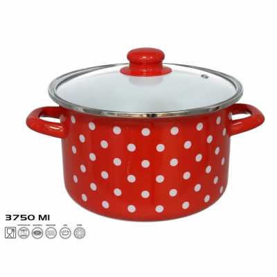 Hrniec smaltovaný s pokrievkou 3,75 l 22x13cm MALAGA Obrázok pre Hrniec smaltovaný s pokrievkou 3,75 l 22x13cm MALAGA
