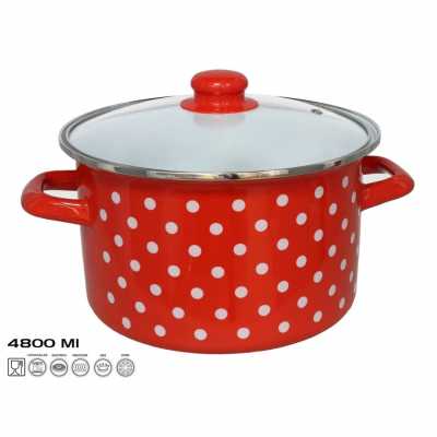 Hrniec smaltovaný s pokrievkou 4,80l 24x14cm MALAGA Obrázok pre Hrniec smaltovaný s pokrievkou 4,80l 24x14cm MALAGA