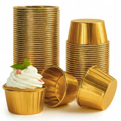 Zlaté papierové košíčky na muffiny 100 ks – luxusný vzhľad Obrázok pre Zlaté papierové košíčky na muffiny 100 ks – luxusný vzhľad