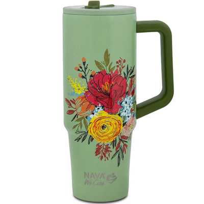 Termohrnček 900ml so slamkou FLORAL Obrázok pre Termohrnček 900ml so slamkou FLORAL