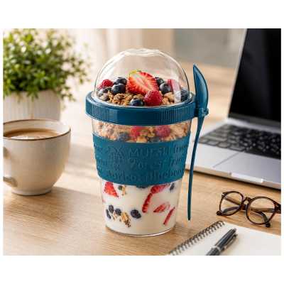 Dóza na jogurt a müsli s lyžičkou 600 ml Obrázok pre Dóza na jogurt a müsli s lyžičkou 600 ml