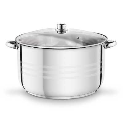 Nerezový hrniec so sklenenou pokrievkou 38 x 21 cm, 23,5 l Obrázok pre Nerezový hrniec so sklenenou pokrievkou 38 x 21 cm, 23,5 l
