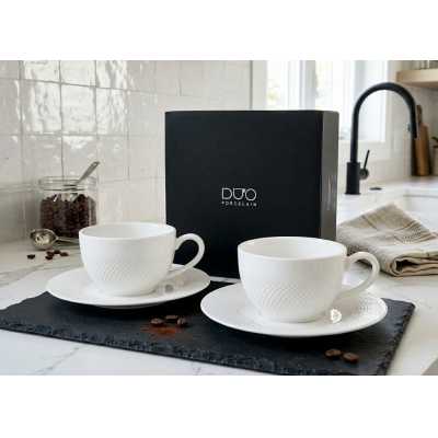 Šálky na espresso s podšálkami DUO DIAMOND 50 ml 2 ks - biele Obrázok pre Šálky na espresso s podšálkami DUO DIAMOND 50 ml 2 ks - biele